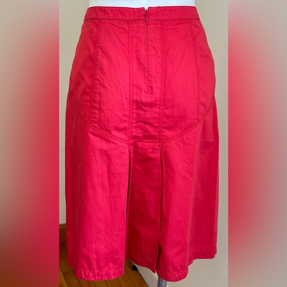 Carolina Herrera Light Red Midi Skirt Zip In Back Bottom Back Pleaded SZ 10 - Picture 6 of 15